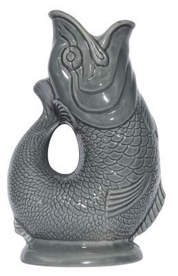 Dunkelgraue Gluckigluck Karaffe in Fischform, XL Größe, Keramik Vase für Wasser oder Blumen.