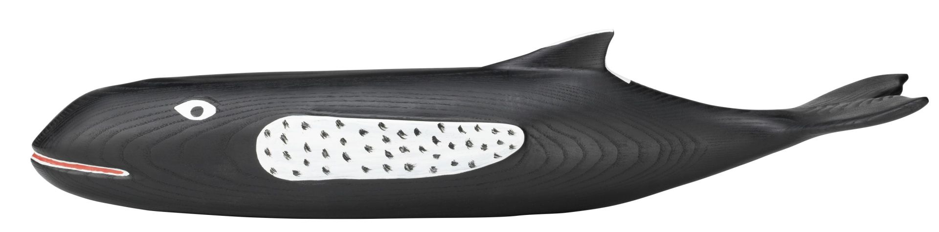 Eames House Whale Skulptur aus Esche von Vitra, dekoratives Holzobjekt in Walform.