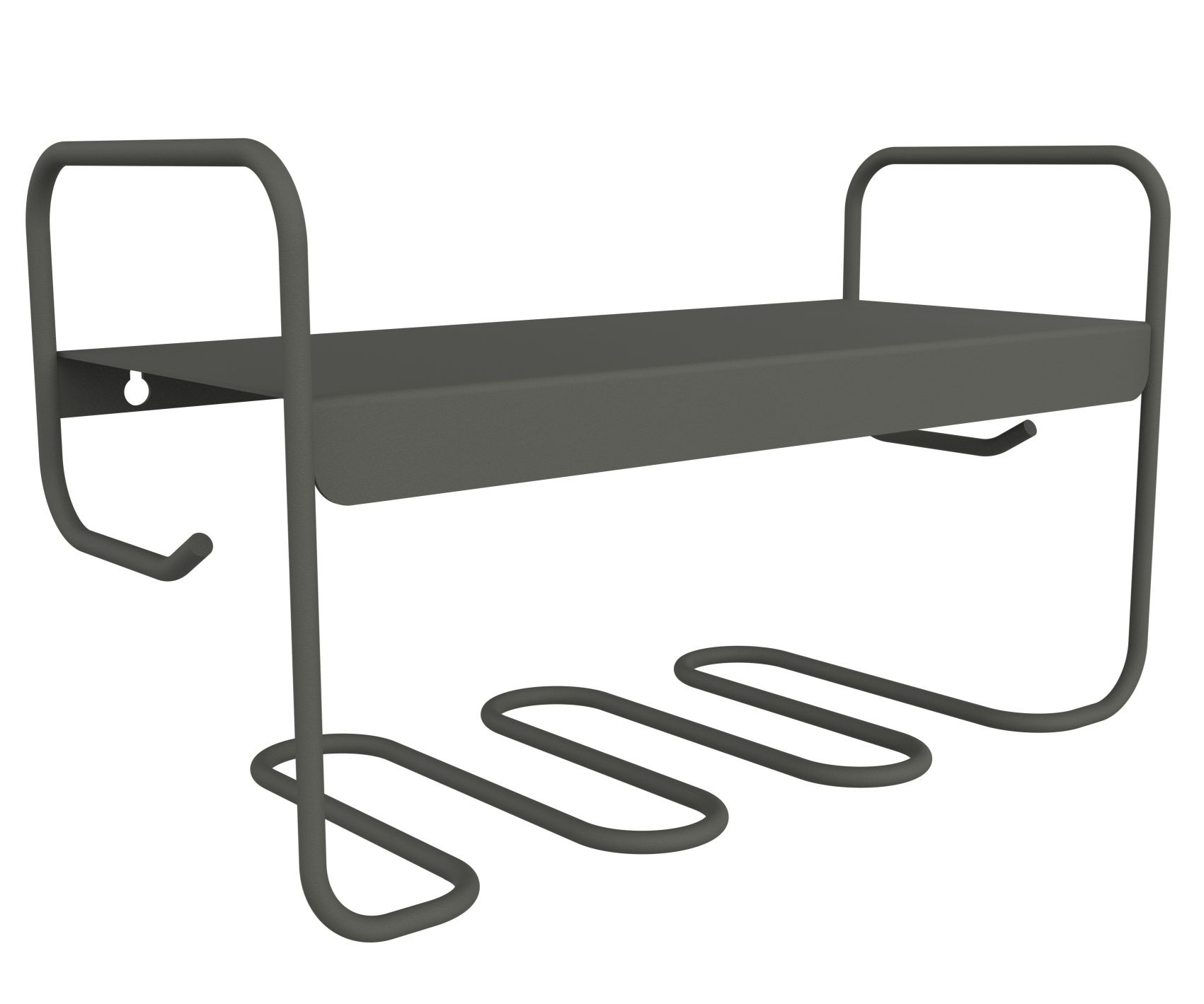 Graues Picolino Wandregal von Fermob für drinnen und draußen, modernes Design mit Ablagefläche und Haken.