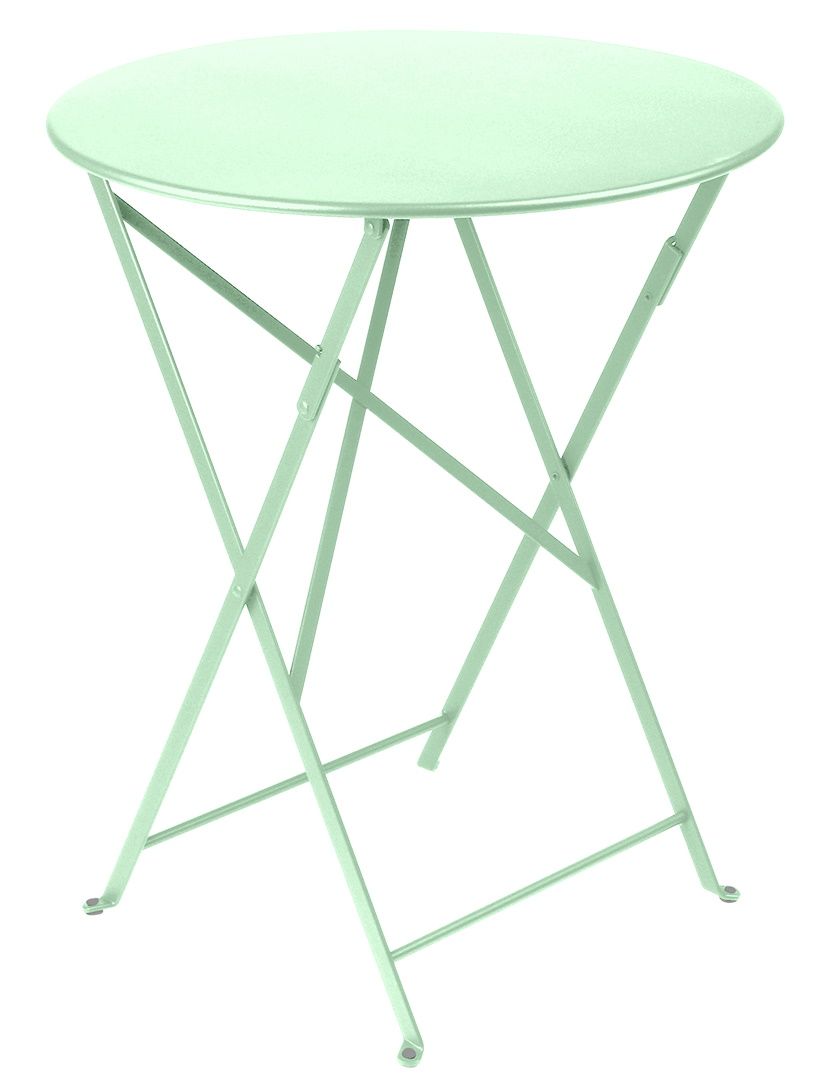 Fermob Bistro Tisch in Mintgrün, runder Gartentisch aus Metall, klappbarer Outdoor-Tisch für Balkon und Terrasse.