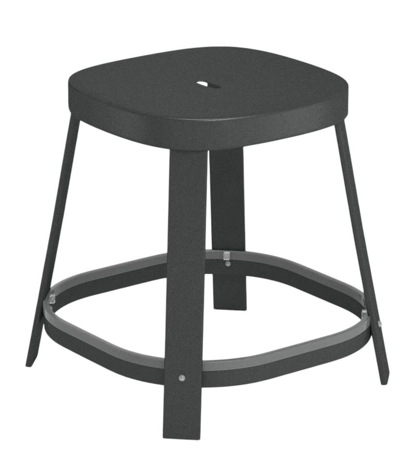 Schwarzer Thor Dining Stool Barhocker von Emu für den Außenbereich, niedrige Sitzhöhe, quadratische Sitzfläche.
