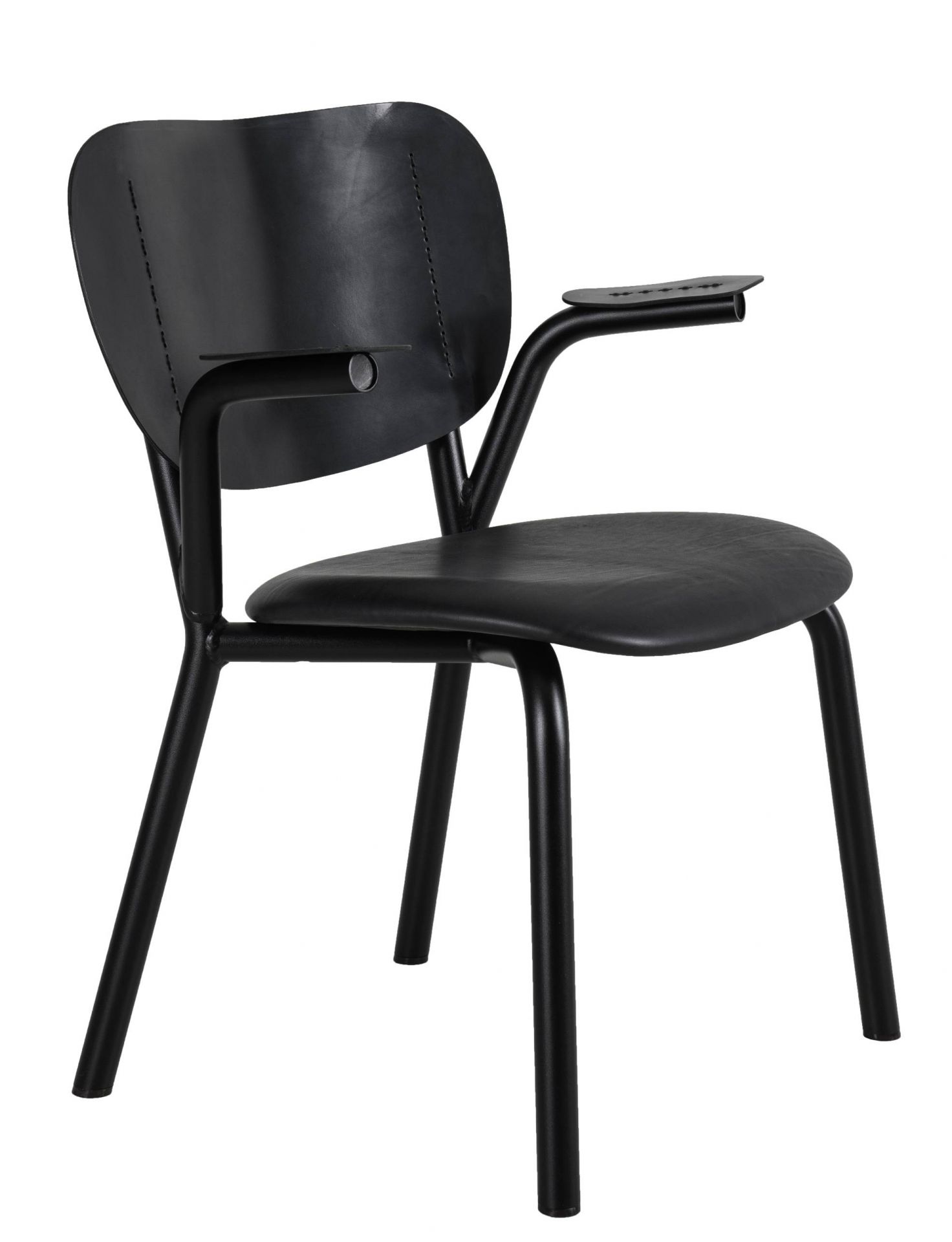 Schwarzer Emil Rosi Armchair Stuhl von Functionals, moderner Designstuhl mit Armlehnen für Büro und Wohnbereich.