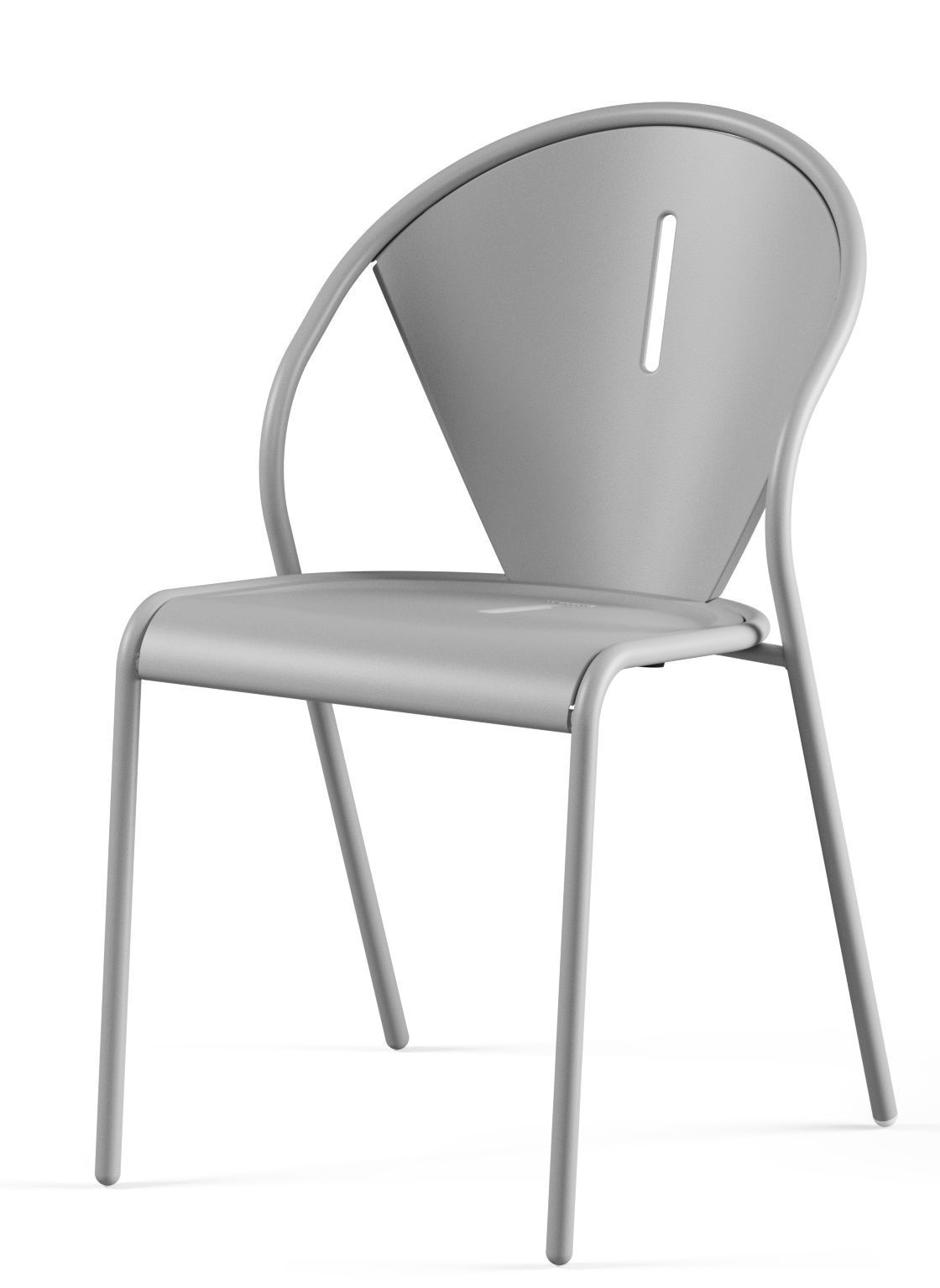 Grauer Code Chair Stuhl von Emu für den Außenbereich, minimalistisches Design mit Metallrahmen und Rückenlehne.