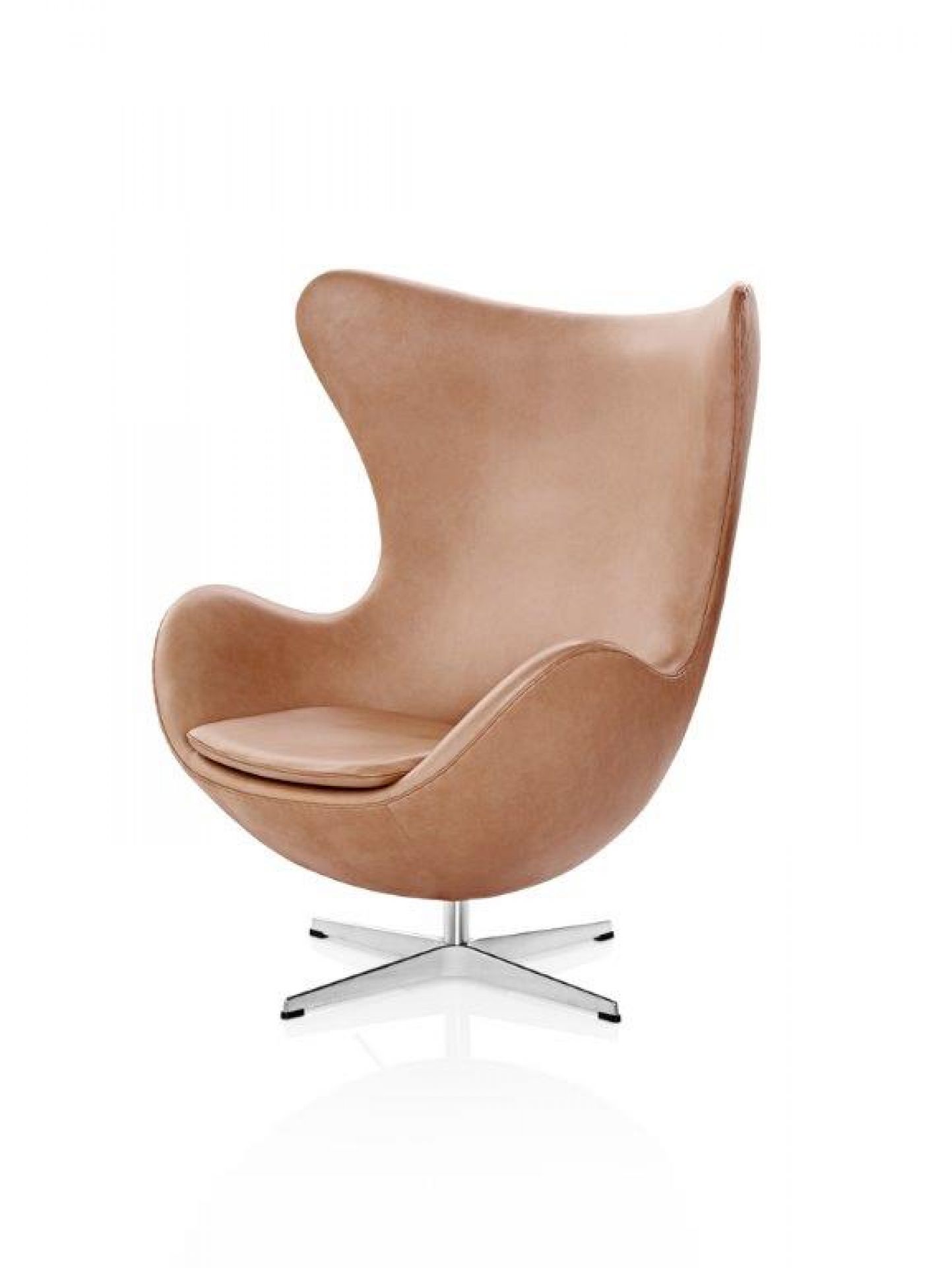 Beiger "Das Ei" Sessel von Fritz Hansen mit Drehfuß und Lederbezug. Designklassiker.