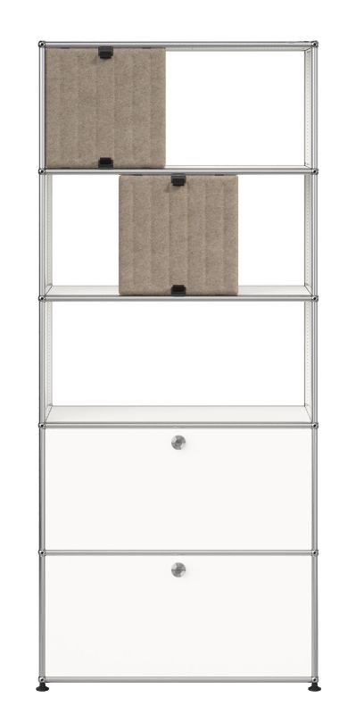 USM Haller-rek met Soft Panels M69 Zuiver wit-taupe