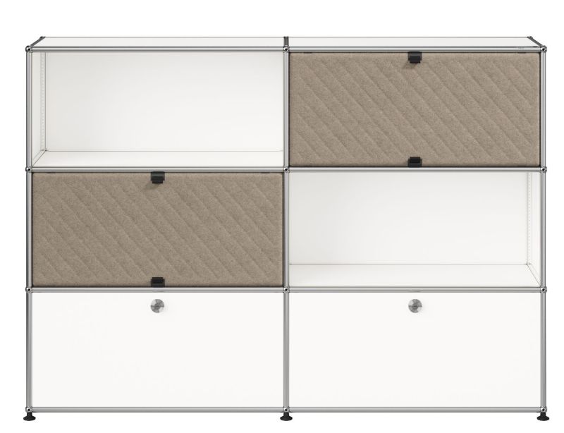 USM Haller dressoir M66 met Soft Panels puur wit-taupe
