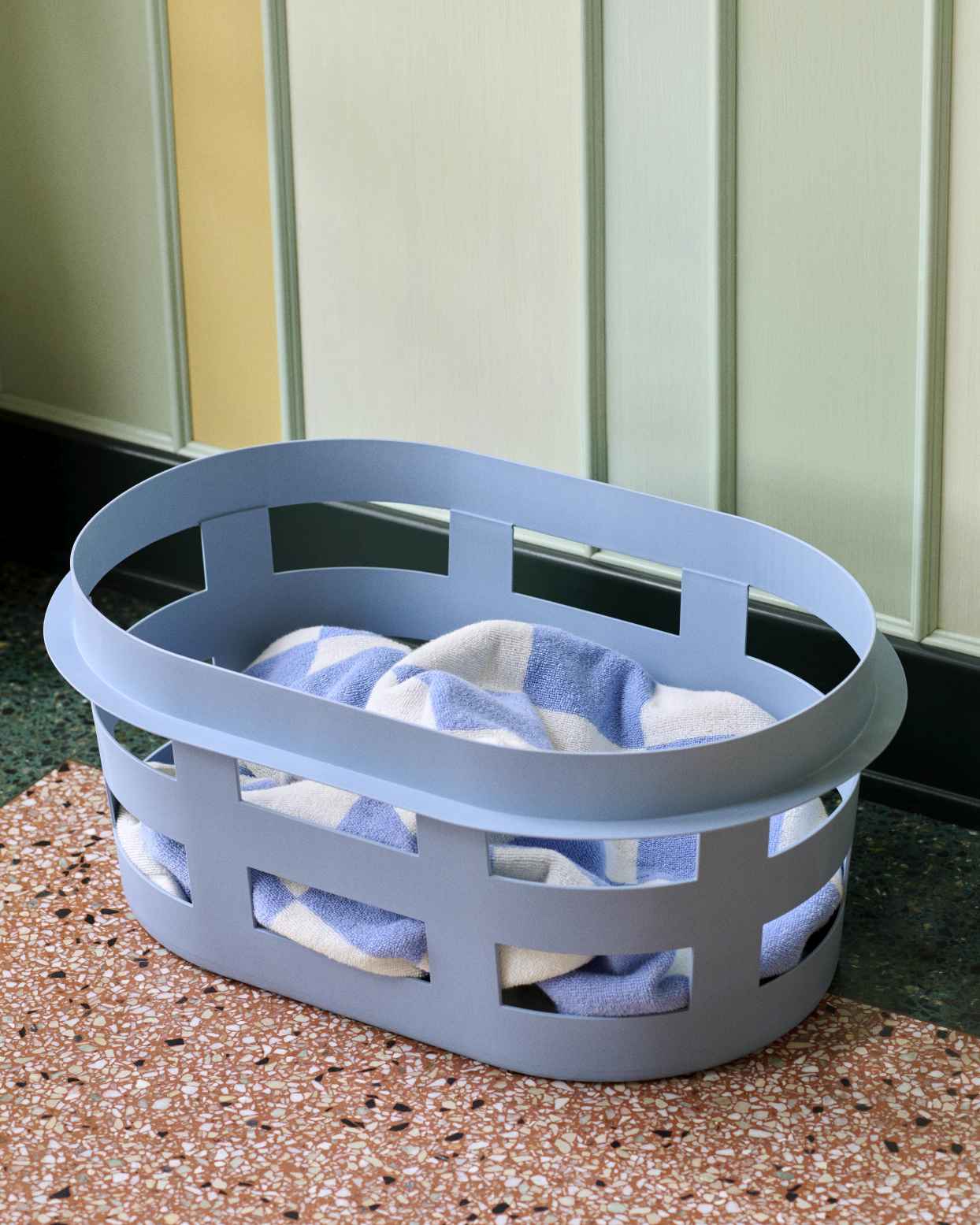 Waskorf S RECYCLED Hay Soft blauw