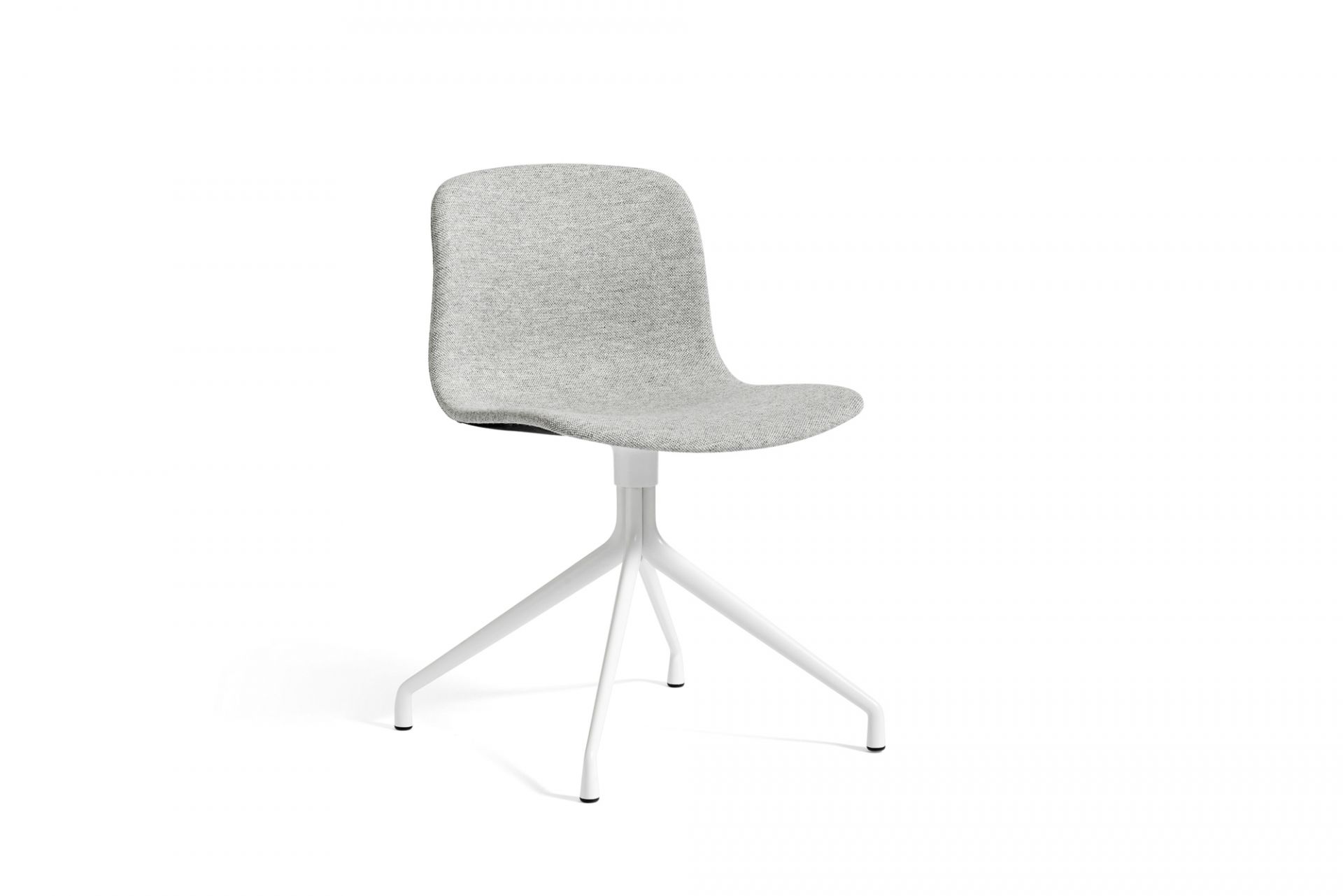 Hay About a Chair AAC11, vollgepolsterter Stuhl mit weißem Vierfußgestell, Stoffbezug.