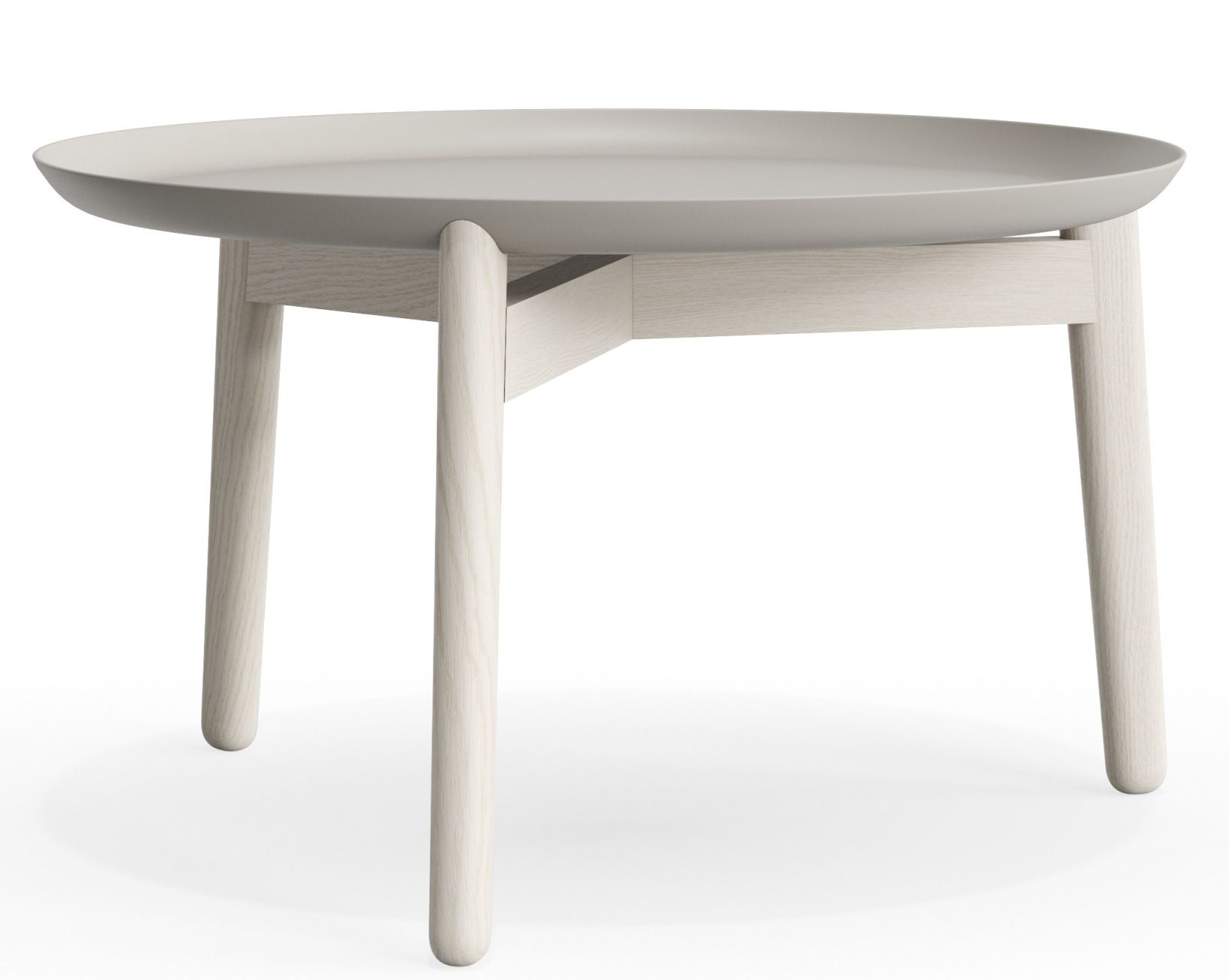 Plaisir 2 Beistelltisch von Zeitraum, Aluminium Tischplatte in Grau mit hellem Holzgestell, Höhe 32 cm.