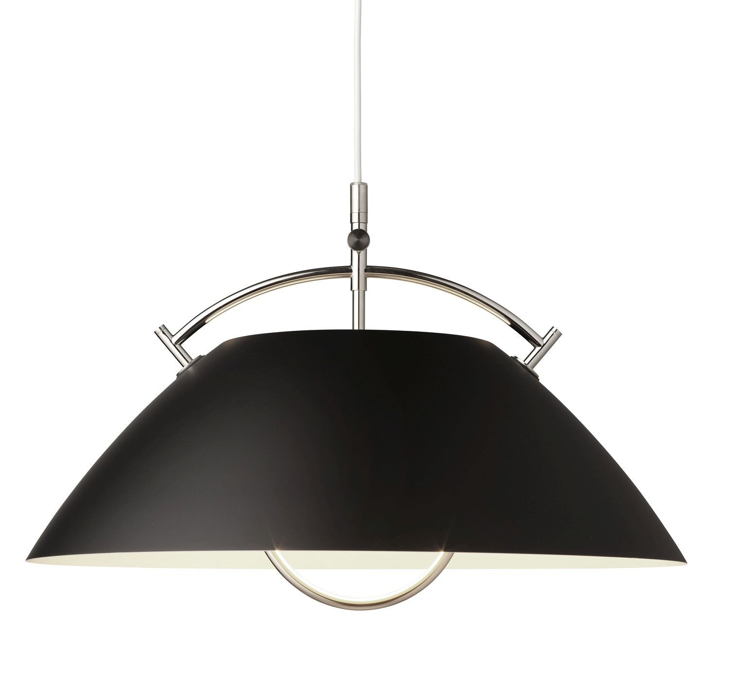 Schwarze HJW37 Pendelleuchte von Carl Hansen & Søn mit Chrom-Details, moderne Hängelampe.