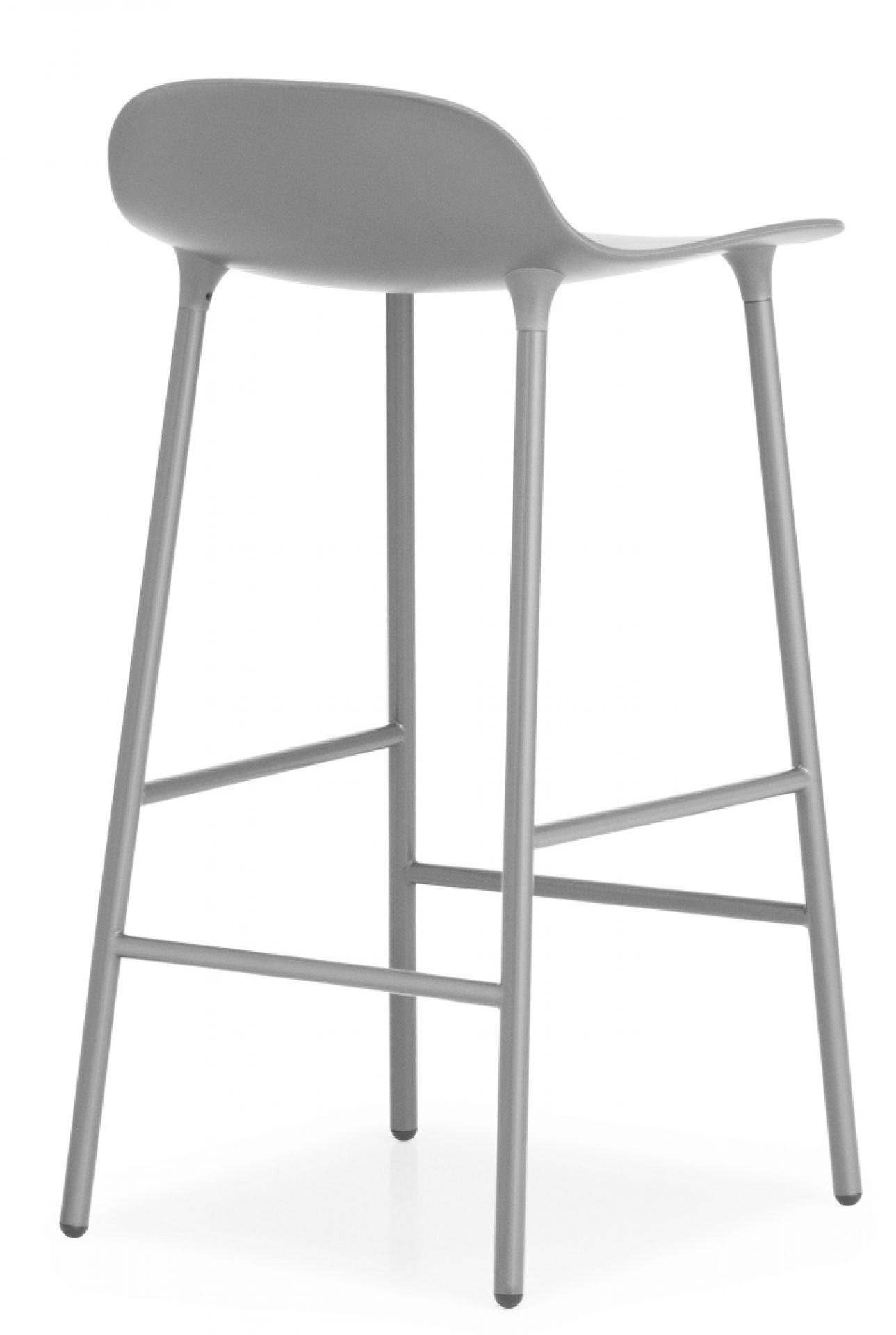 Grauer Form Barhocker von Normann Copenhagen, Stahlgestell, Sitzschale aus Kunststoff, moderne Barstuhl-Möbel für die Küche.