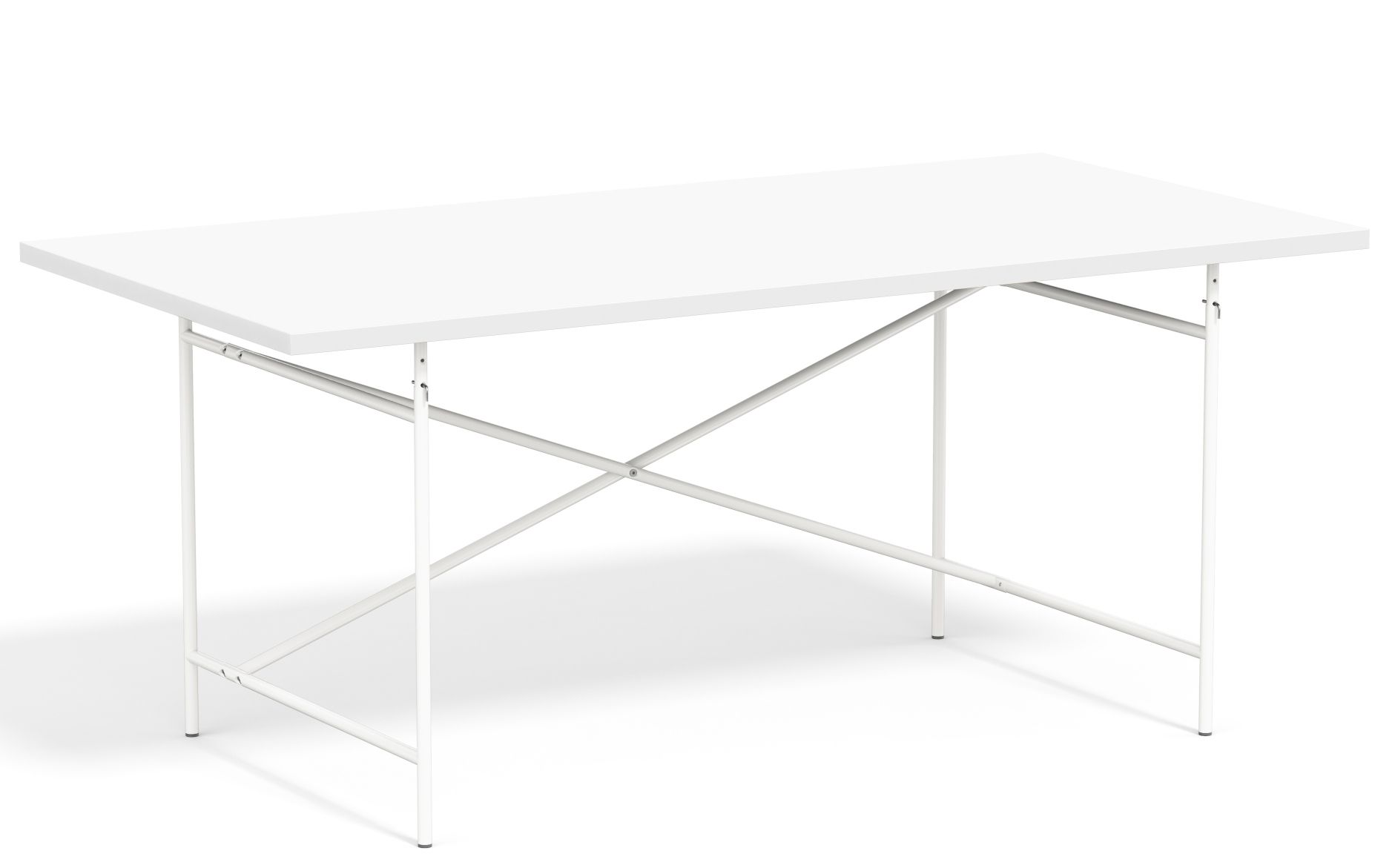 Weißer Eiermann Tisch mit Stahlgestell von Richard Lampert, minimalistisches Design für Büro und Zuhause.