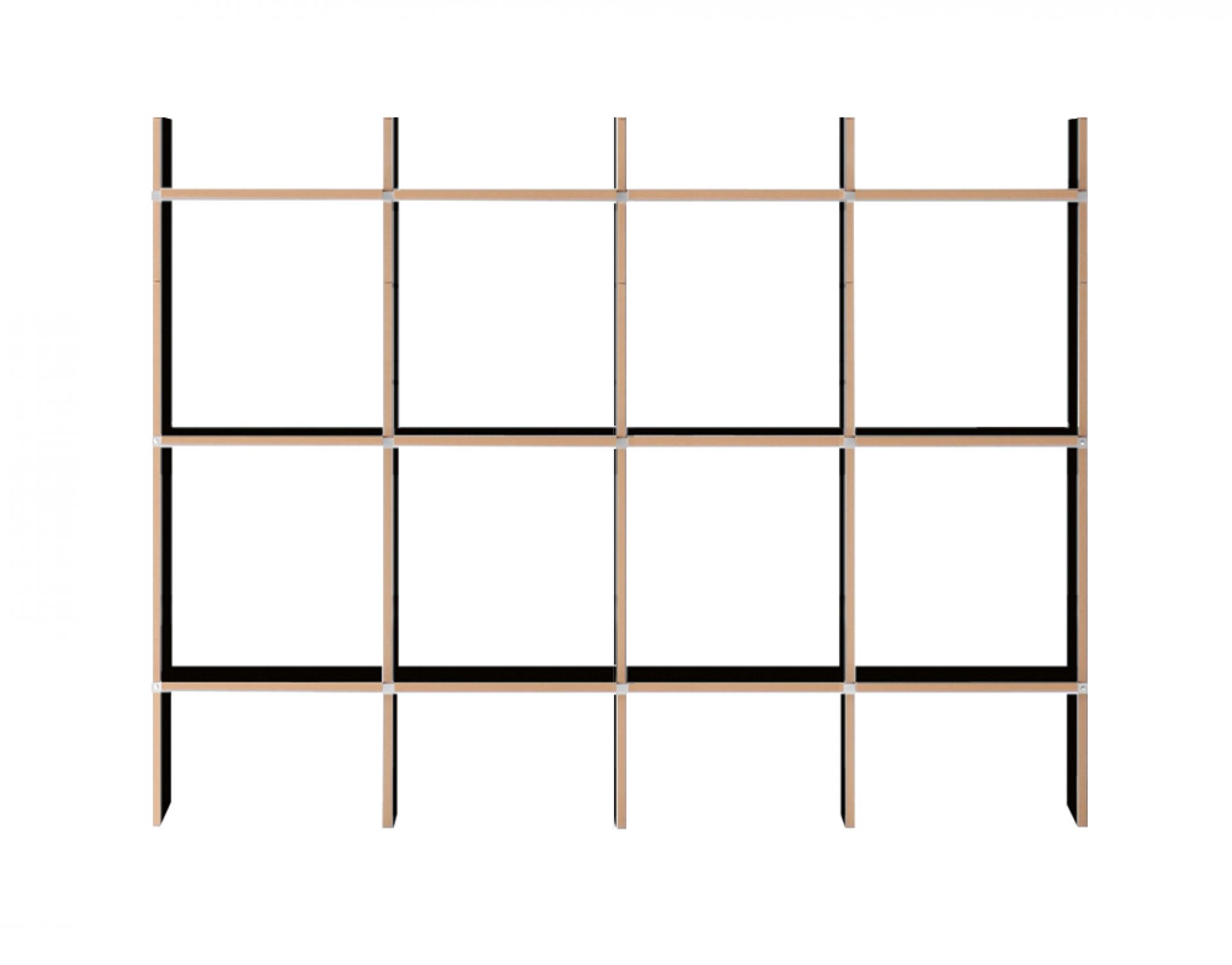 FNP Regal von Nils Holger Moormann: Modulares, helles Holzregal mit quadratischen Fächern.