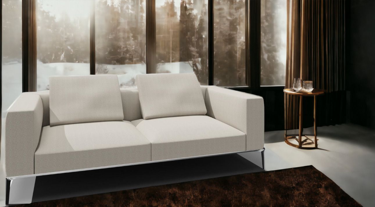Jaan Living Sofa, 3-Sitzer in Silber, modernes Design Sofa mit zwei Rückenkissen.