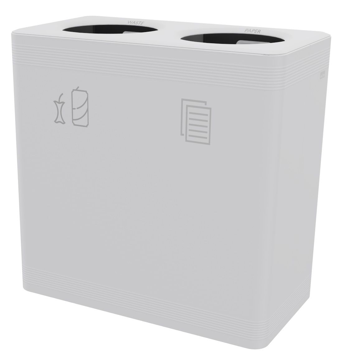 Weißes Ditch 2 Abfalltrennsystem Functionals mit zwei Fächern für Müll und Papier, ideal für Büro und Haushalt.