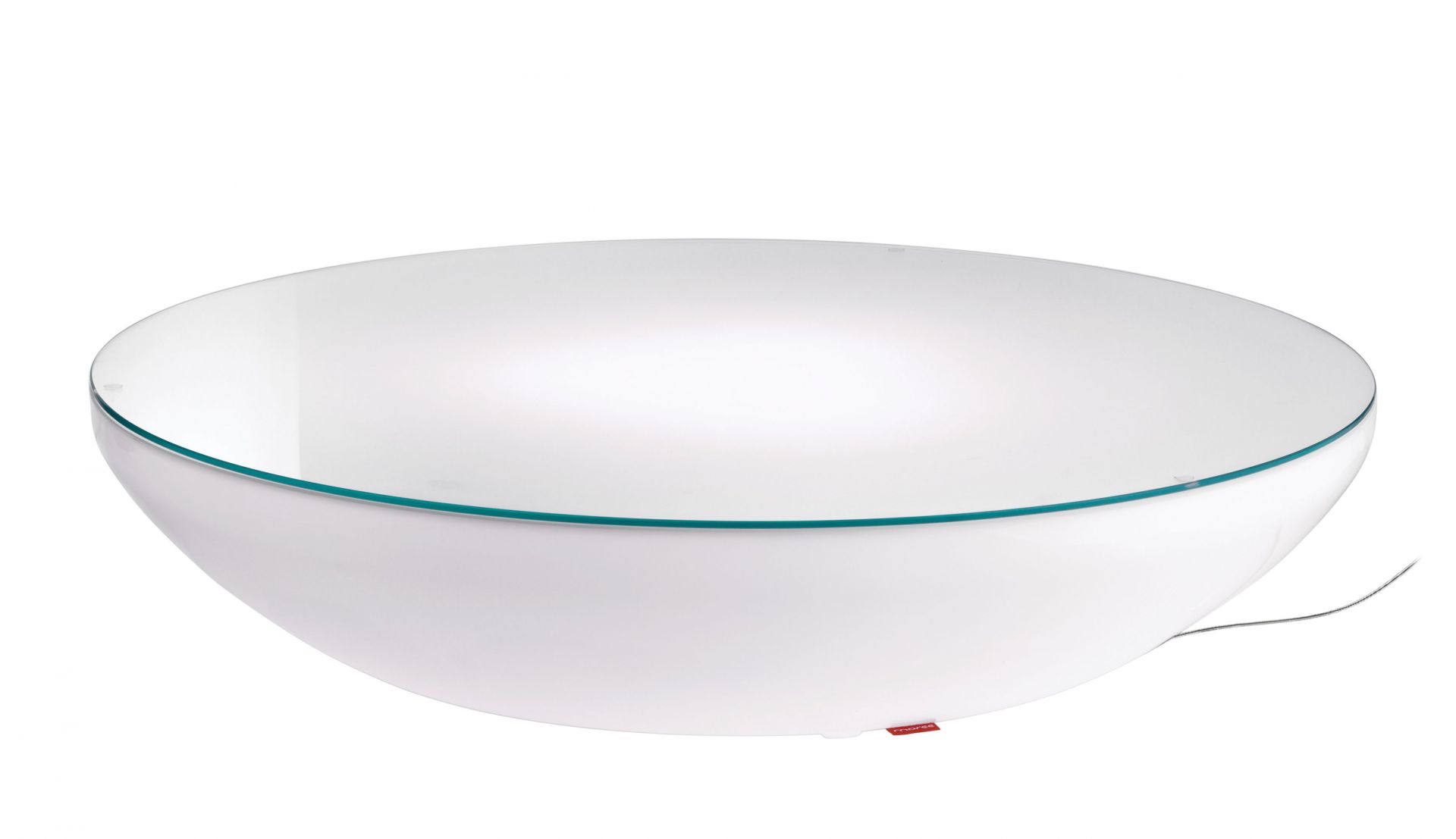 Weißer Moree Couchtisch mit Glasplatte, modernes Design für Wohnzimmer und Indoor-Bereiche.