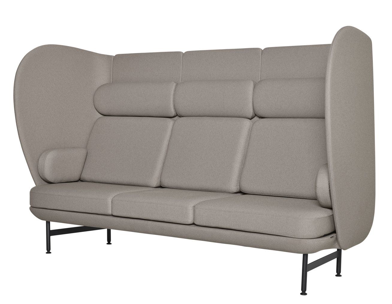 JH1003 Plenum Sofa von Fritz Hansen, graues 3-Sitzer Sofa mit hoher Rückenlehne und schwarzen Füßen.