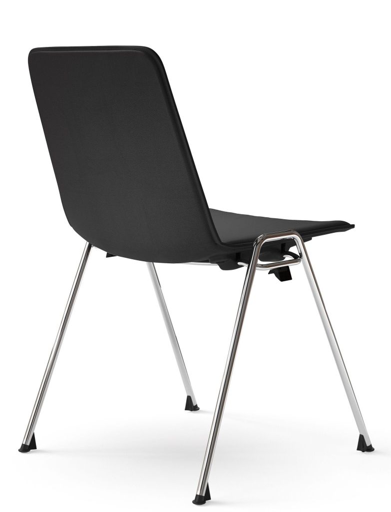 Schwarzer 1650 Yunity Chair Stuhl von Walter Knoll mit verchromtem Stahlgestell, Ansicht von hinten.