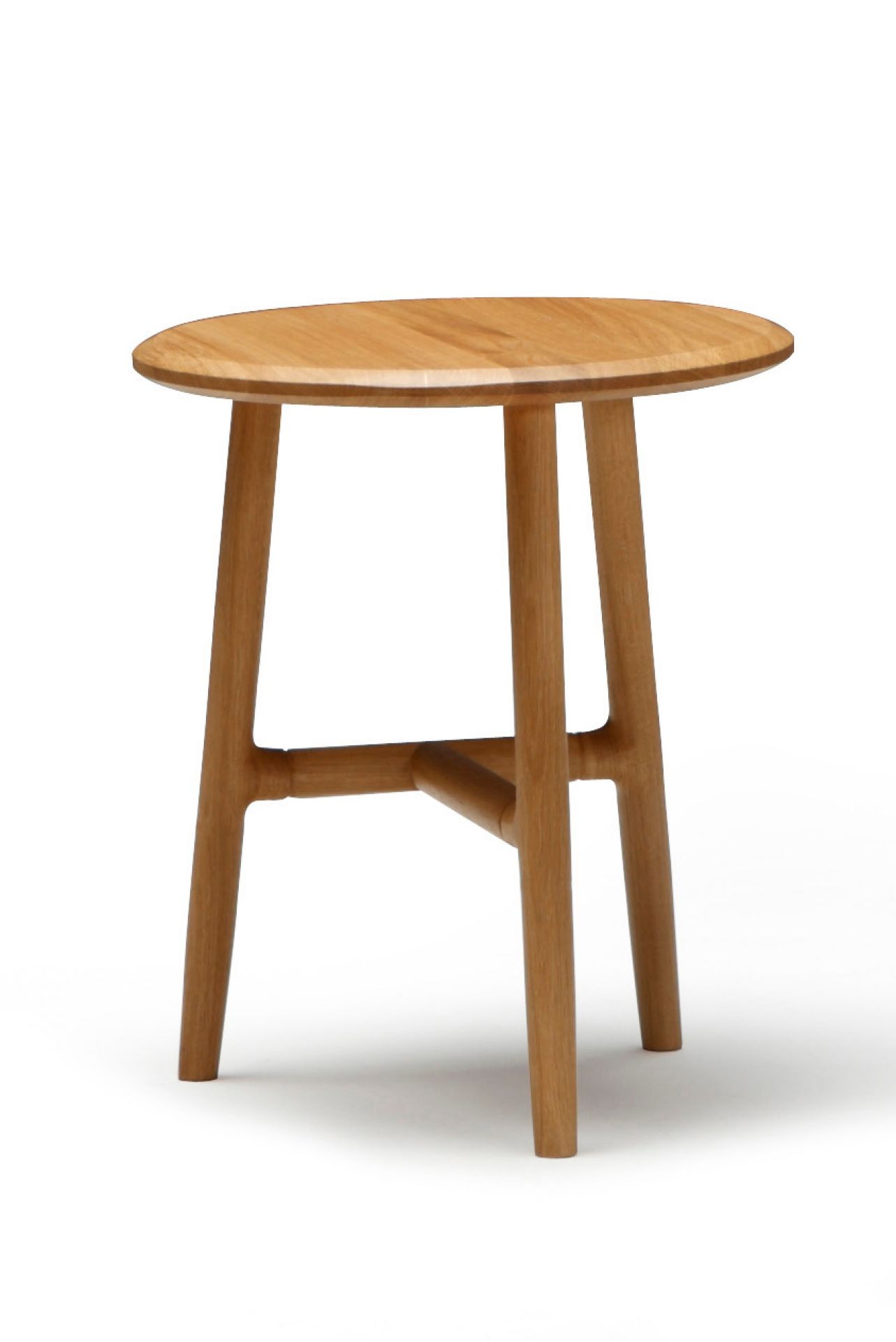Nudo Beistelltisch aus Eiche Natur von Sancal, runder Holztisch mit drei Beinen.