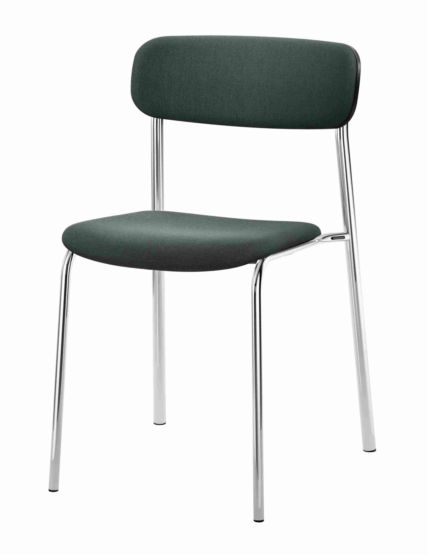 S 243 Stahlrohrstuhl in Olivgrün von Thonet, minimalistisches Design mit verchromtem Gestell und Stoffbezug.