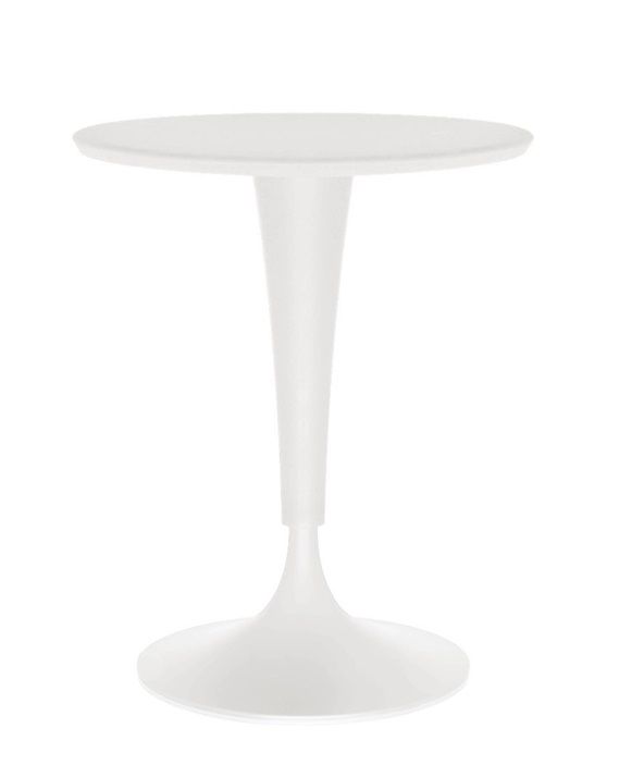 Weißer Dr. NA Tisch von Kartell, runder Beistelltisch für Wohnzimmer und moderne Einrichtung.