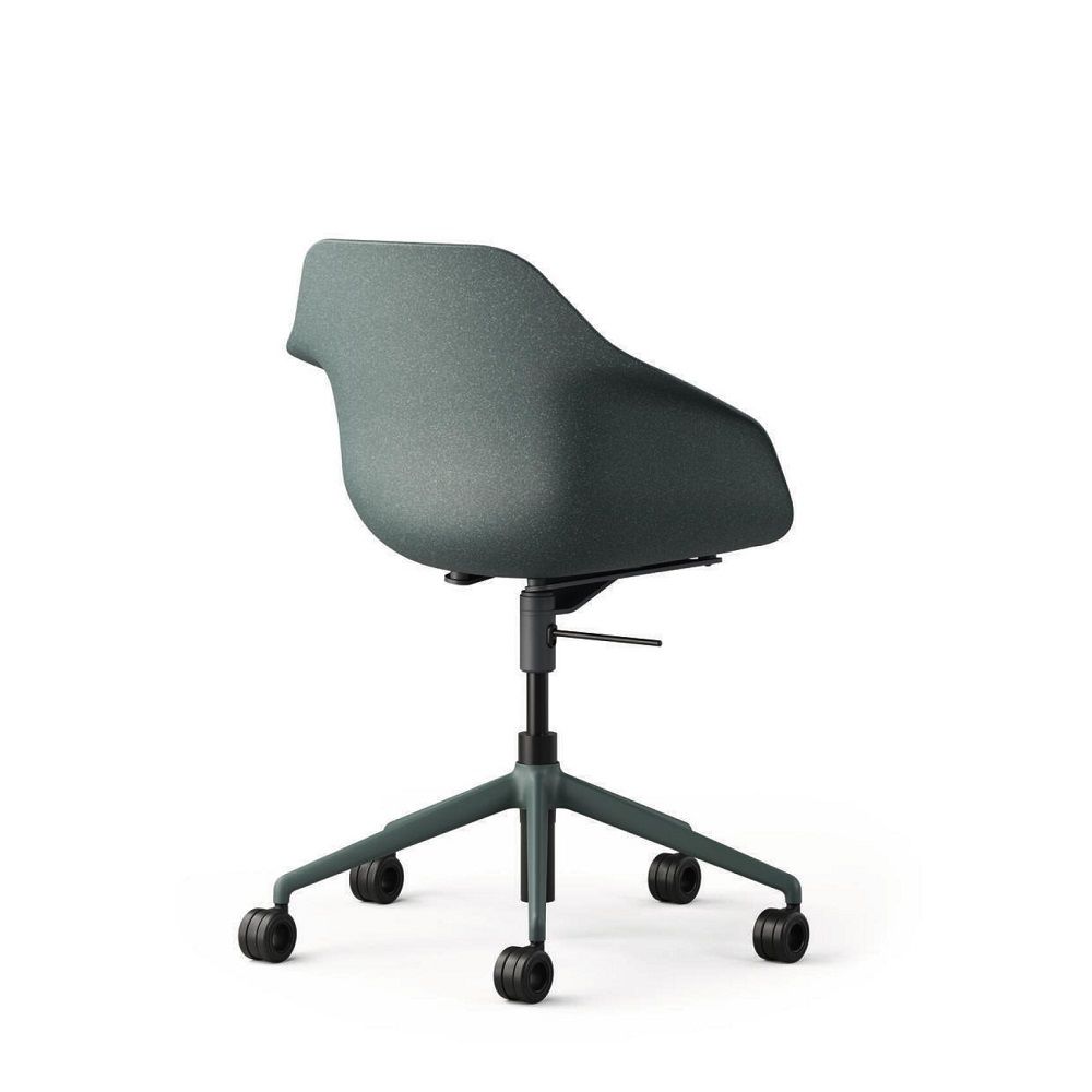 Yonda Universalstuhl von Wilkhahn, Drehstuhl in Grün mit Rollen, ergonomisch und modern für Büro und Homeoffice.