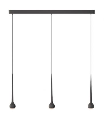 Graue Falling Sun Pendelleuchte mit drei tropfenförmigen Lampen für moderne Beleuchtung.
