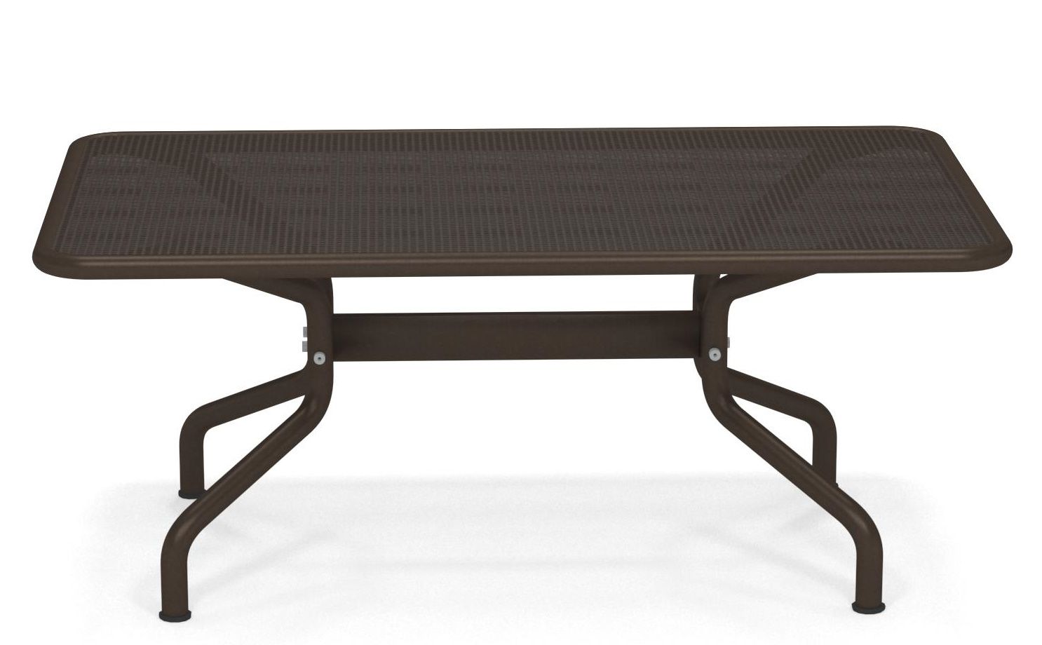 Athena Couchtisch von Emu für den Außenbereich, brauner Metall-Couchtisch mit rechteckiger Tischplatte.