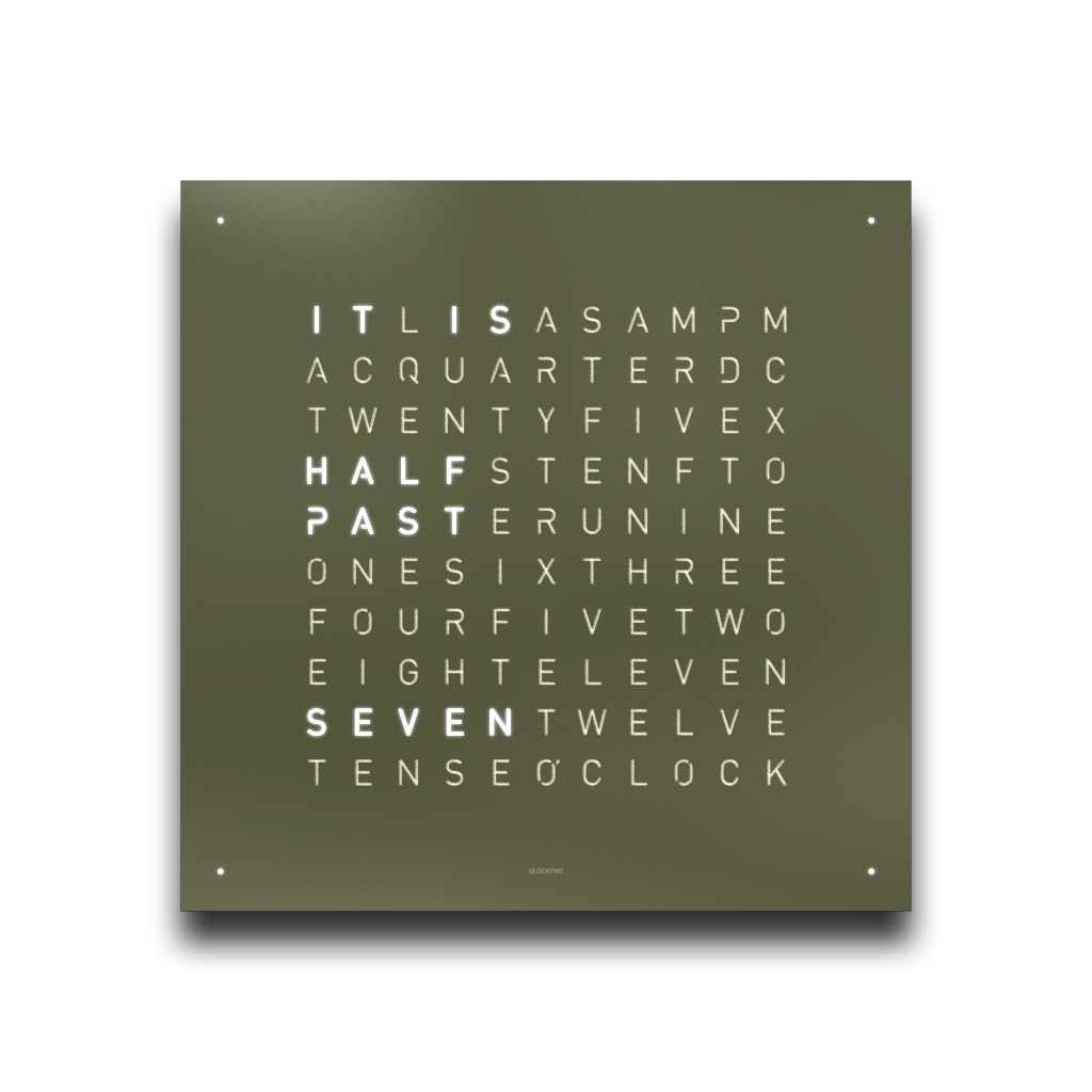 Voorpagina voor Earth 45 wandklok Engels QLOCKTWO
