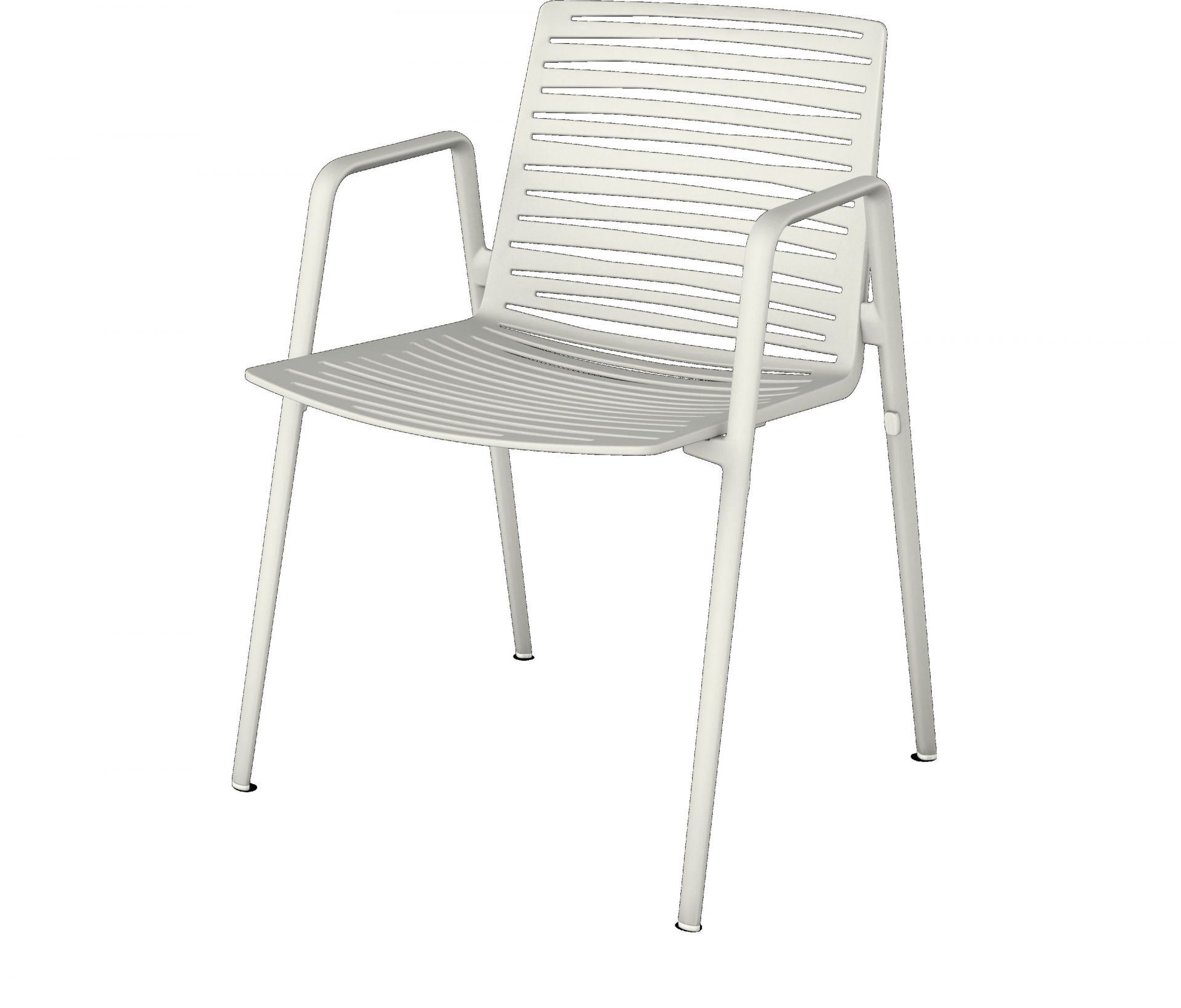 Moderner Zebra Stuhl mit Armlehnen Fast in Weiß, ideal für Garten, Terrasse und Balkon.
