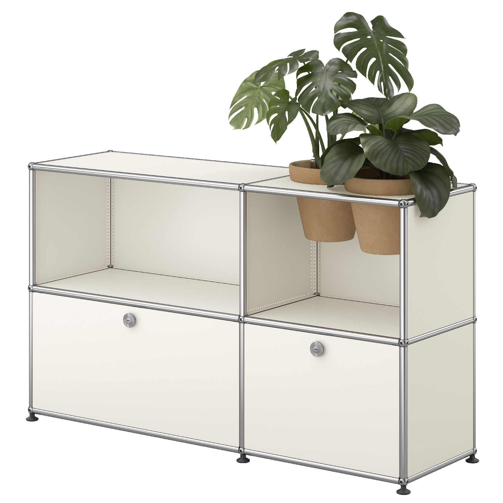 USM Haller dressoir M57 met klapdeuren en plantenbak puur wit