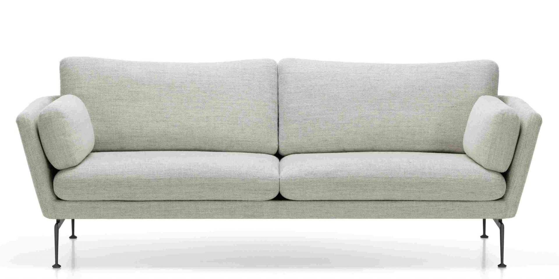 Vitra Suita Sofa 3-Sitzer, hellgrauer Stoffbezug, modernes Design Sofa für Wohnzimmer und Büro.