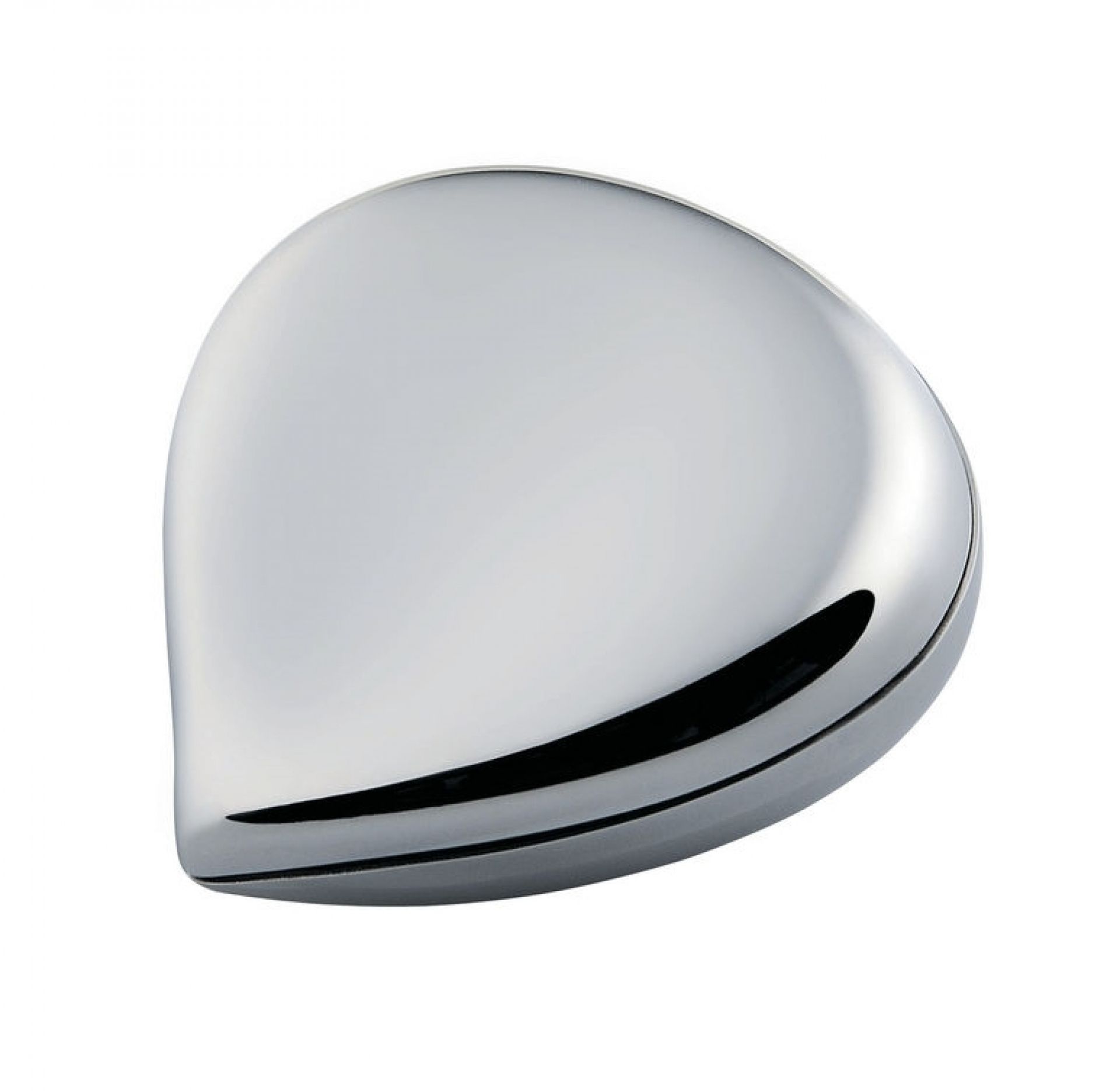 Nahaufnahme der CHB01 Alessi Pillendose in Kastanienform, glänzend und modern.