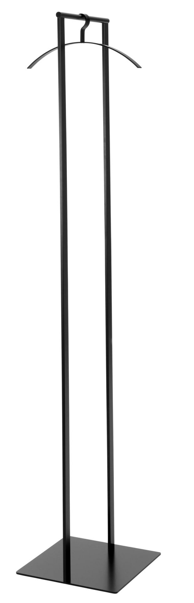 Schönbuch Slim Garderobenständer aus schwarzem Metall mit minimalistischem Design und integrierter Kleiderbügelstange.