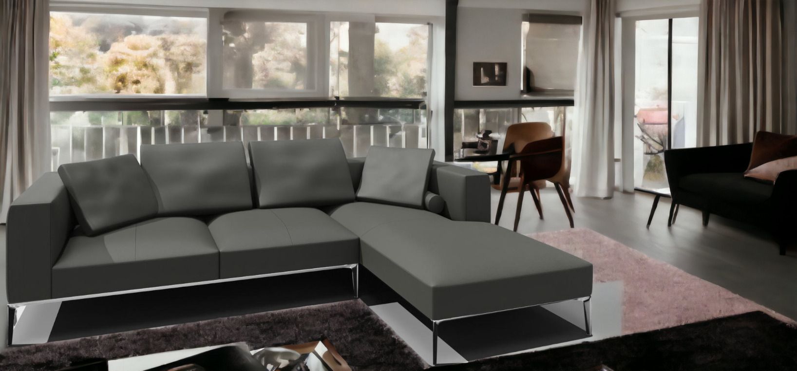 Jaan Living Sofa, 3-Sitzer mit Kissen, Garbo Moonlight Stoff, modernes Wohnzimmer Design.