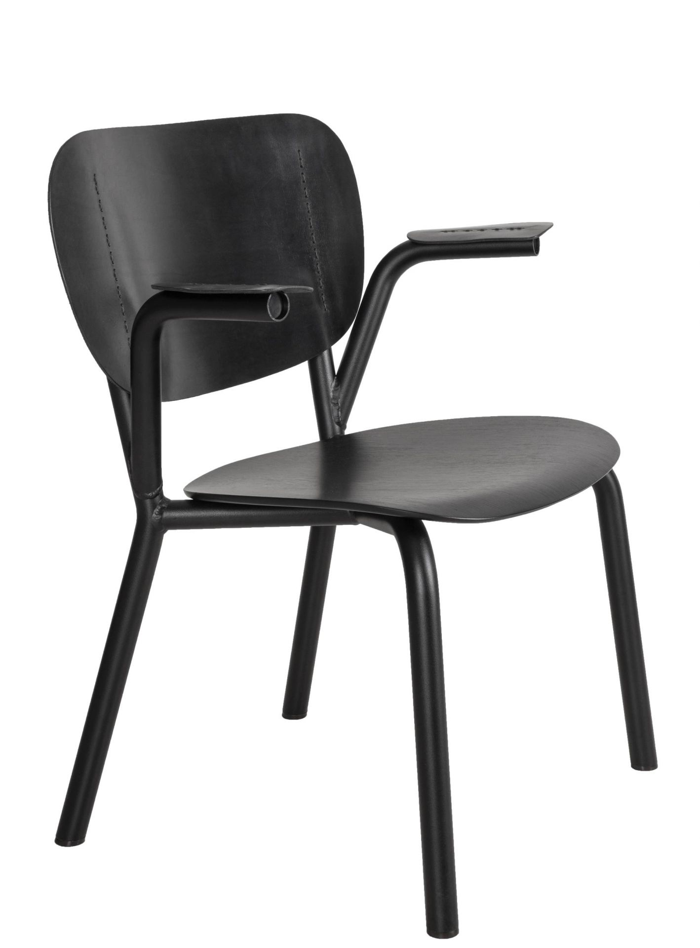 Schwarzer Emil Rosi Armchair Stuhl von Functionals, moderner Holzstuhl mit Armlehnen für Esszimmer und Büro.