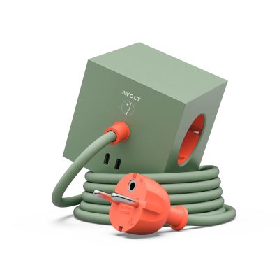 Square 1 - Avolt x Bauhaus stopcontactblok met USB-C, gelimiteerde editie Gecko Bloom dfp Design