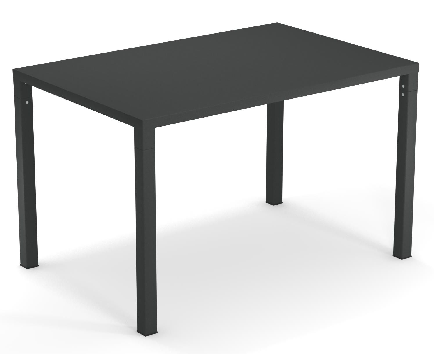 Nova Tisch Outdoor von Emu, rechteckiger Gartentisch mit anthrazitfarbener Tischplatte und vierkantigen Tischbeinen.