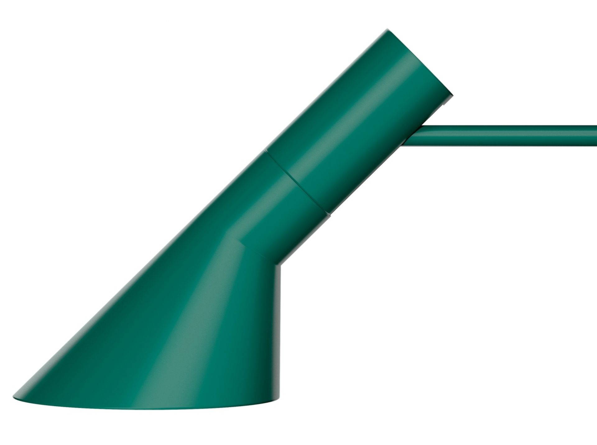 Nahaufnahme der grünen AJ Wandleuchte von Louis Poulsen, modernes Design für Innenräume.