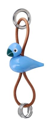Vogel Blauw sleutelhanger van zilverkleurig metaal met natuurlijk leer Kay Bojesen