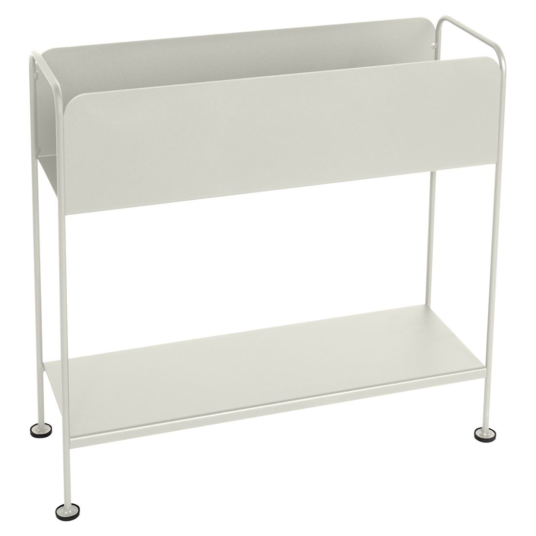 Fermob Picolino Übertopf Outdoor in Weiß, minimalistisches Design mit zwei Ebenen für Pflanzen und Gartenzubehör.