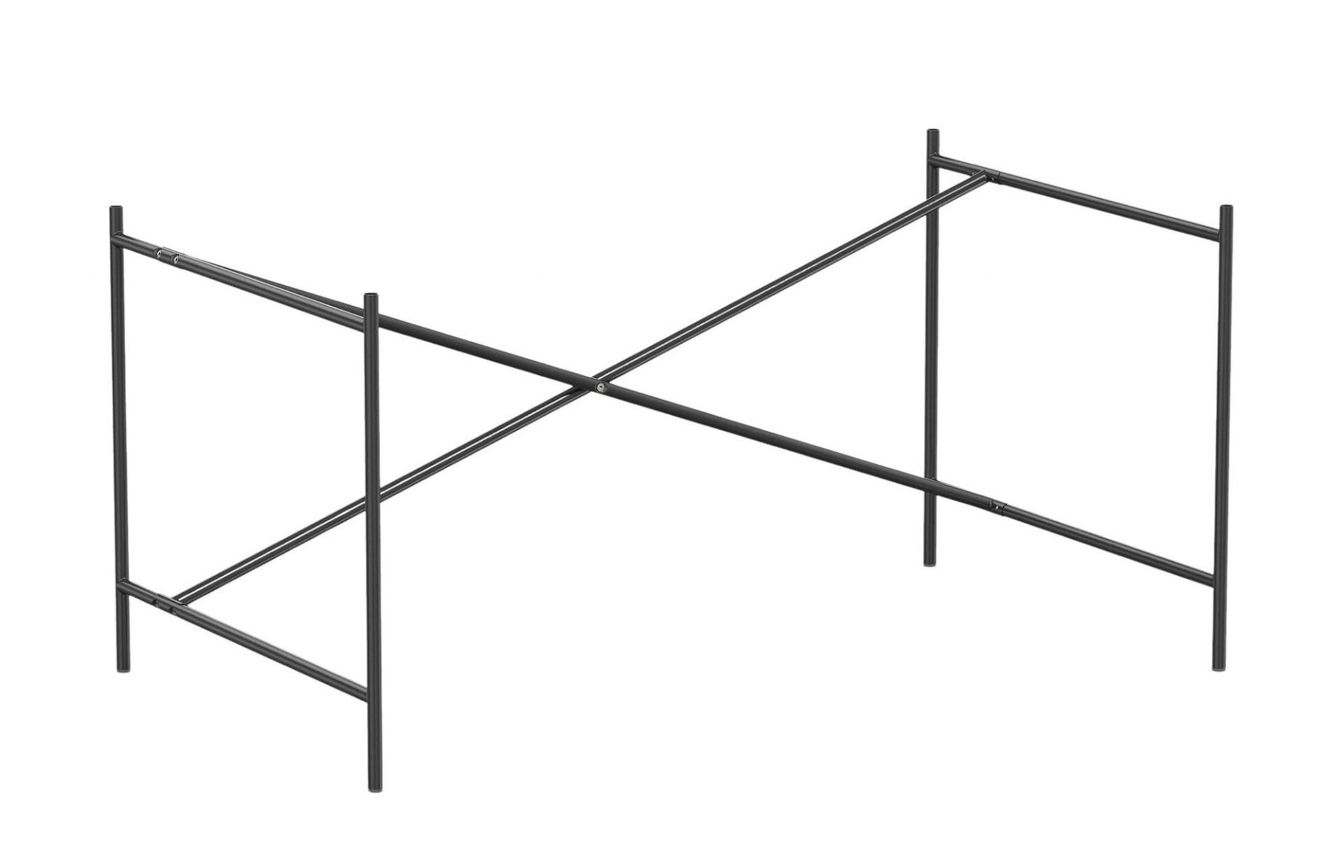 Schwarzes Eiermann Tischgestell mit gekreuzten Stahlrohren, ideal für Schreibtische und Esstische.