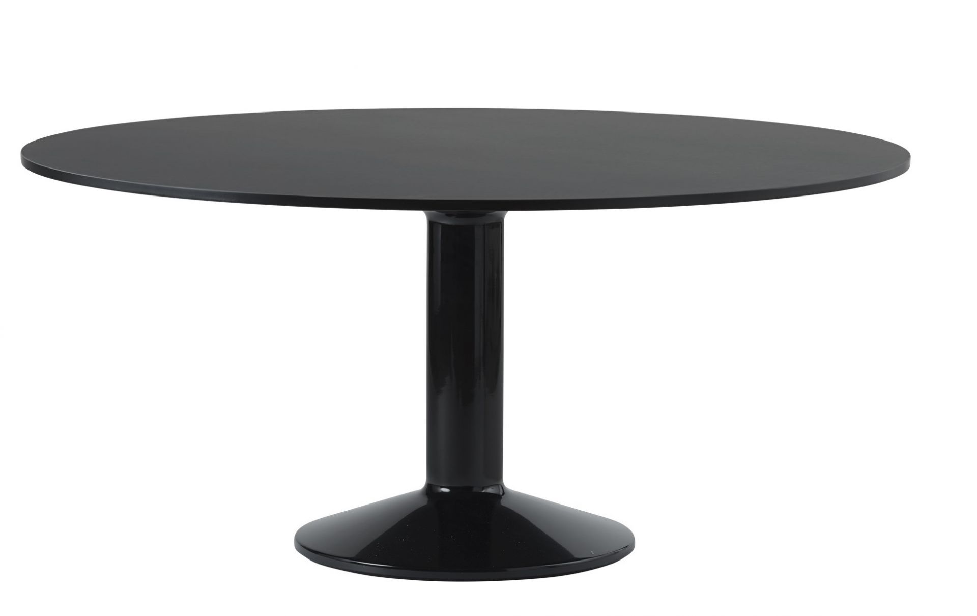 Schwarzer MIDST Table Esstisch von Muuto mit runder Tischplatte und zentralem Fuß.