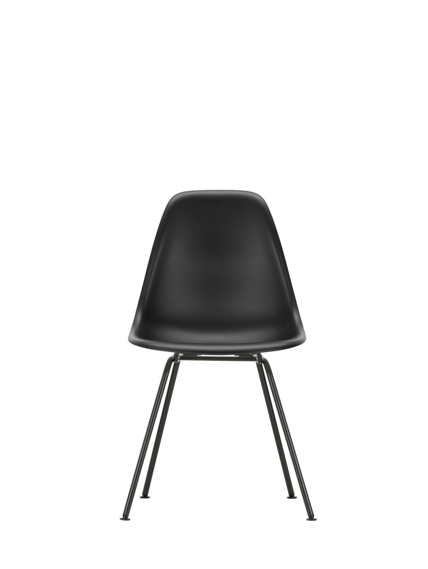 Eames Plastic Side Chair DSX in Schwarz-Granitgrau: moderner Vitra Stuhl mit Metallgestell für Esszimmer.