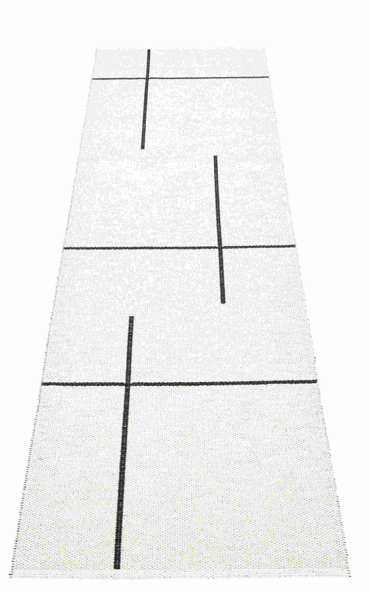 Fred Teppich Pappelina Schwarz, 70x270 cm, aus Kunststoff mit grafischem Muster für Innen und Außen.