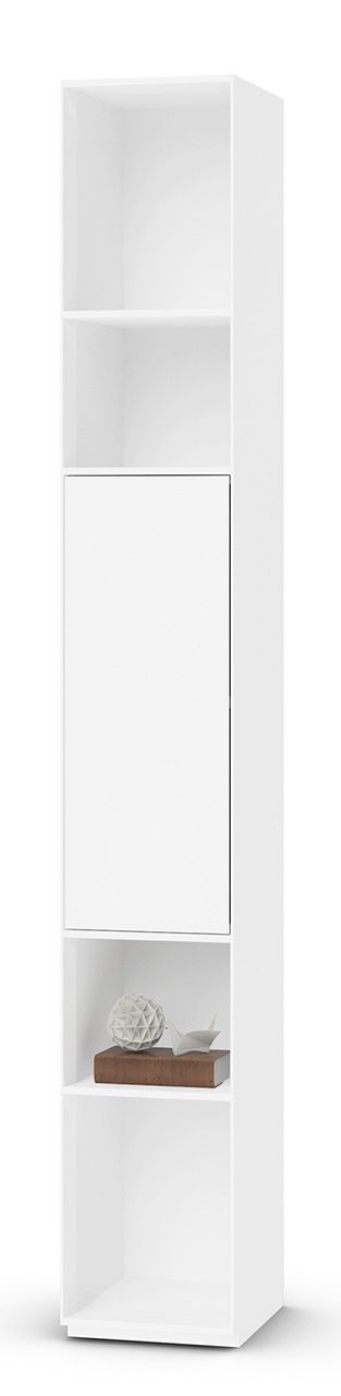Weißes Nex Pur Regal von Piure mit Tür oben und Fachboden für moderne Wohnraumgestaltung.