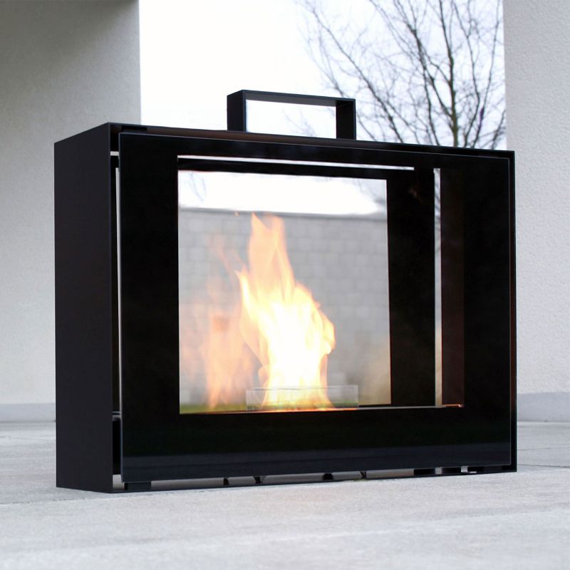 Travelmate Conmoto Kamin mit Tenderflame Brenner: Schwarzer, tragbarer Ethanol Kamin für Innen und Außen.