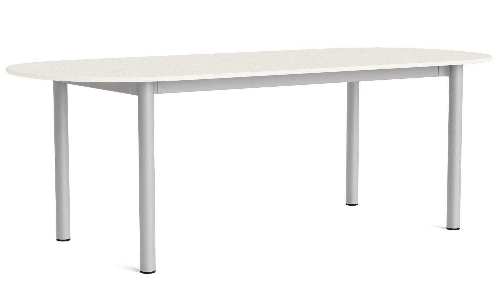 Annex Table von Hay: Ovaler Esstisch in Weiß mit silberfarbenem Gestell für Esszimmer und Küche.