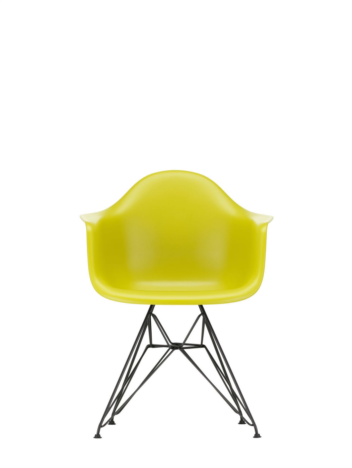 Eames Plastic Arm Chair DAR Stuhl in Forest; Vitra Designstuhl mit schwarzem Eiffelturm-Untergestell.