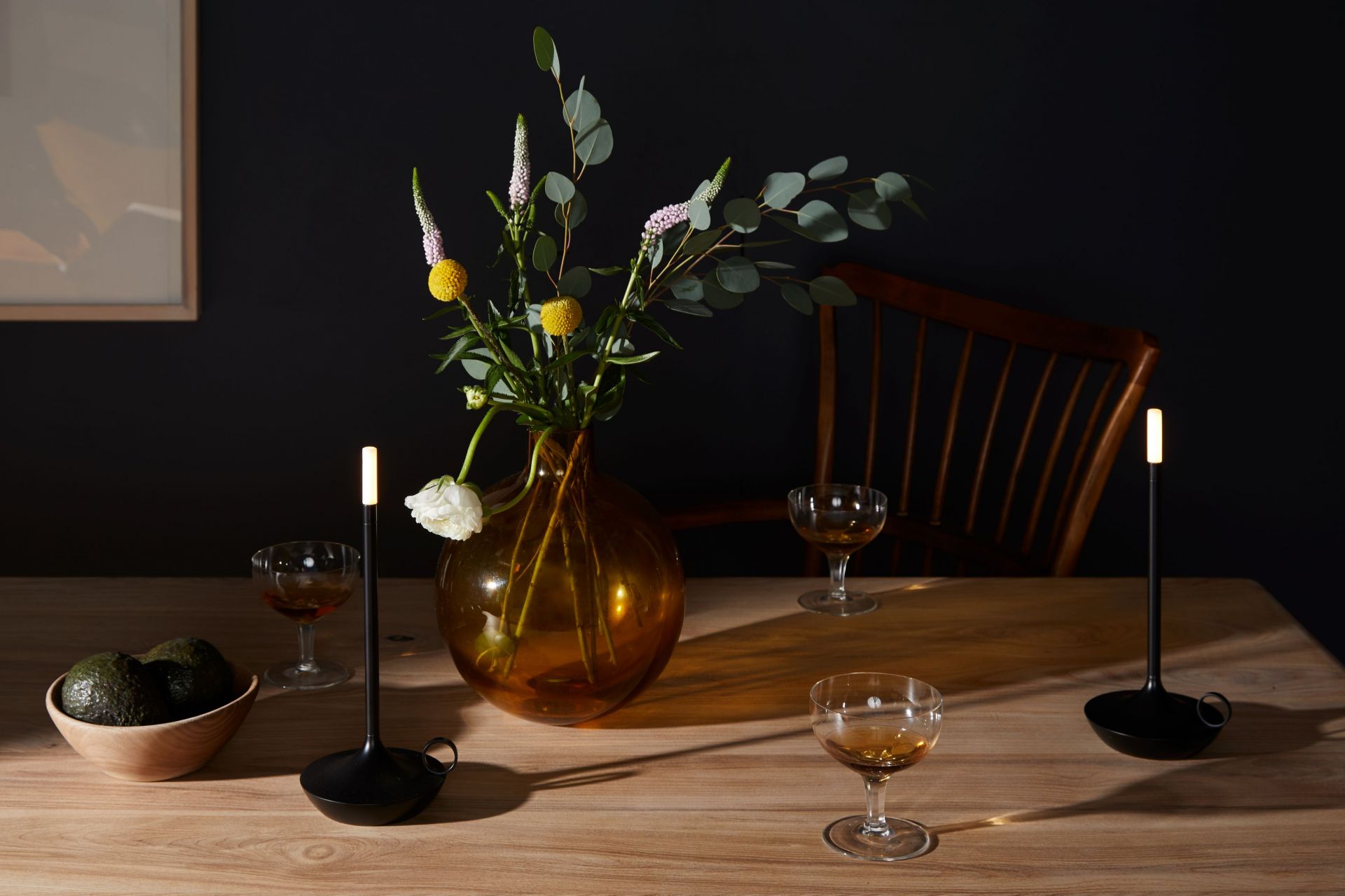Wick draagbare acculamp / tafellamp met USB, zwart Graypants